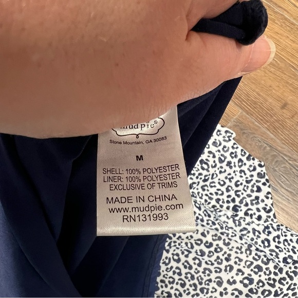 Mud Pie Nsomi Ruffle Dress in Navy Leopard SZ MED - Picture 6 of 6